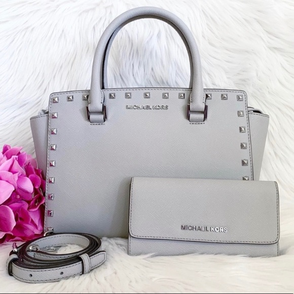Michael Kors Handbags - MICHAEL KORS STUD SELMA SATCHEL w/Wallet Set
